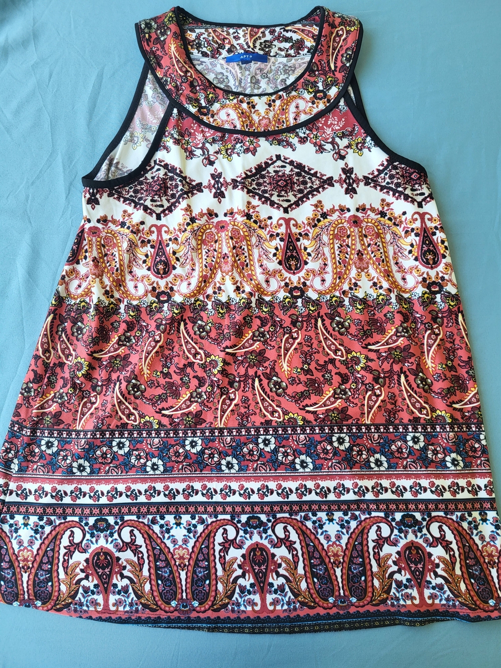 Boho Paisley Tank Dress in Coral and White